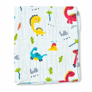 6 Layer Muslin Bath towel 50*100cm - Blue Dino