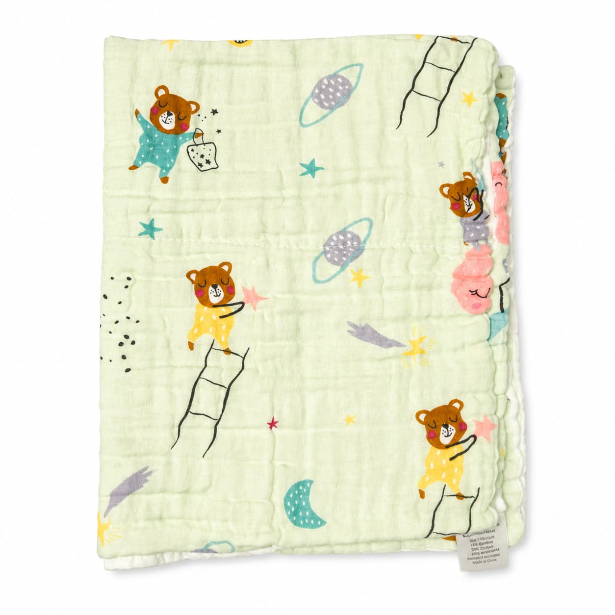 6 Layer Muslin Bath towel 50*100cm - Lite Green Panda