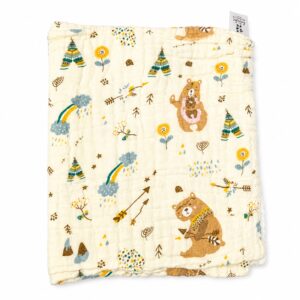 6 Layer Muslin Bath towel 50*100cm - Beige Brown Bear