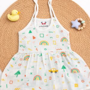 Muslin Knot Frock 3-6  - Rainbow