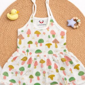 Muslin Knot Frock 3-6  - Mushroom