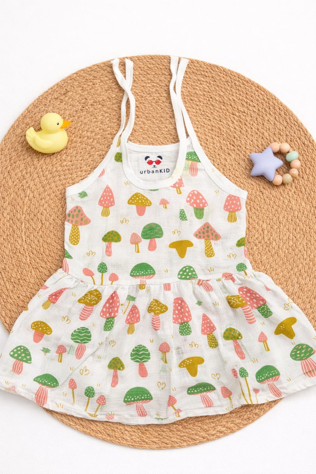 Muslin Knot Frock 3-6 - Mushroom