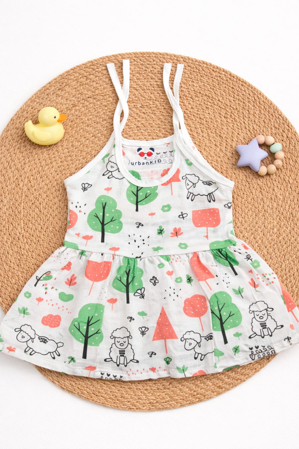 Muslin Knot Frock 3-6 - Sheep