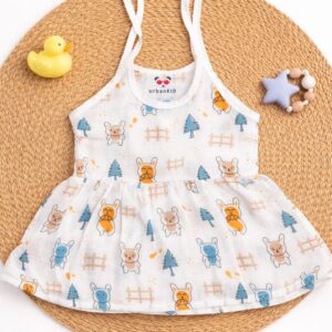 Muslin Knot Frock 3-6  - Rabbit