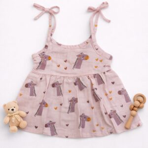 Muslin Premium Knot Frock 3-6 - Design 01