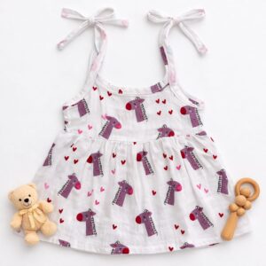 Muslin Premium Knot Frock 3-6 - Design 04