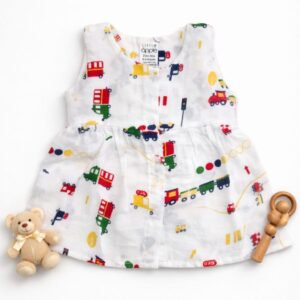 Muslin Premium Button Frock 3-6 - Design 08