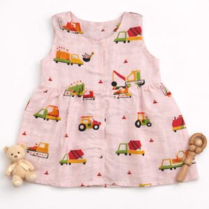 Muslin Premium Button Frock 3-6 - Design 06