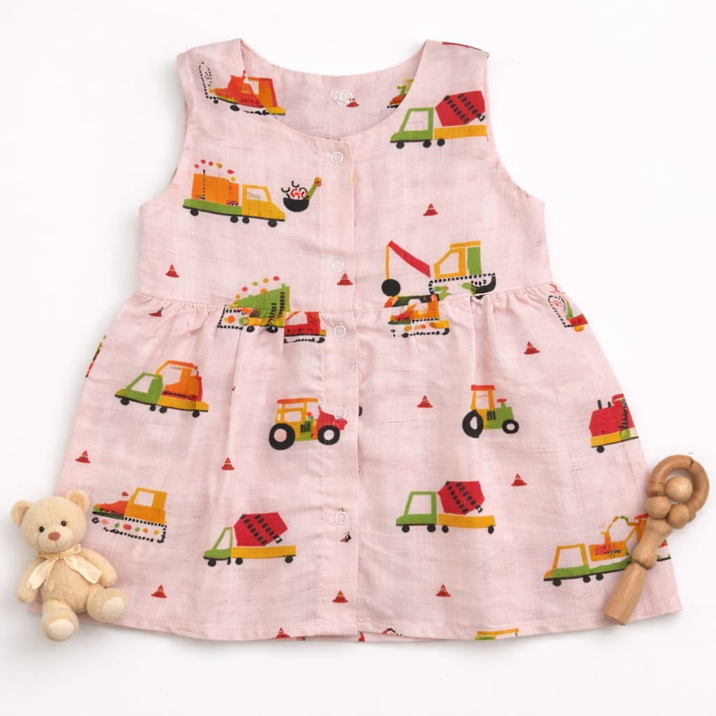 Muslin Premium Button Frock 3-6 - Design 06