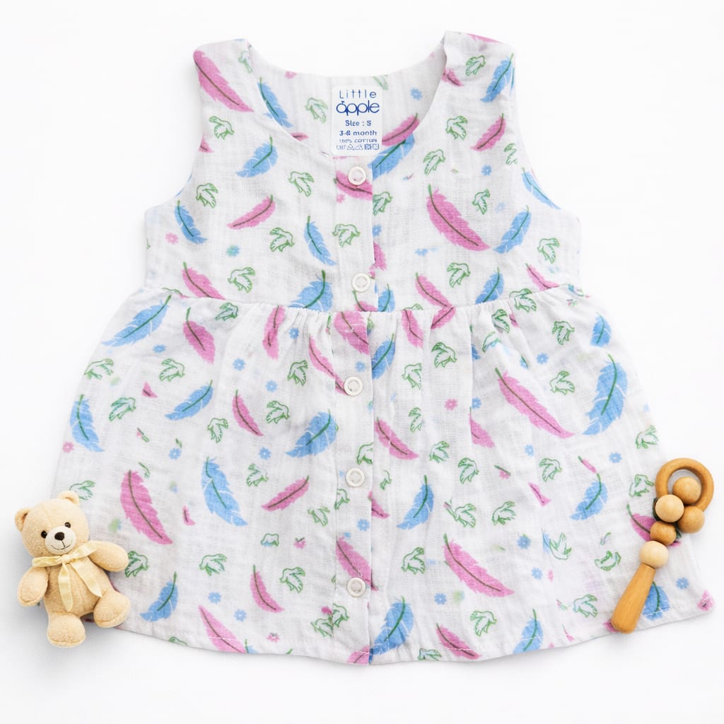 Muslin Premium Button Frock 3-6 - Design 05