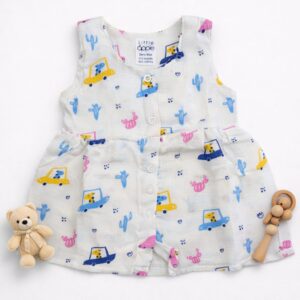 Muslin Premium Button Frock 3-6 - Design 03