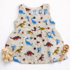 Muslin Premium Button Frock 0-3 - Design 02