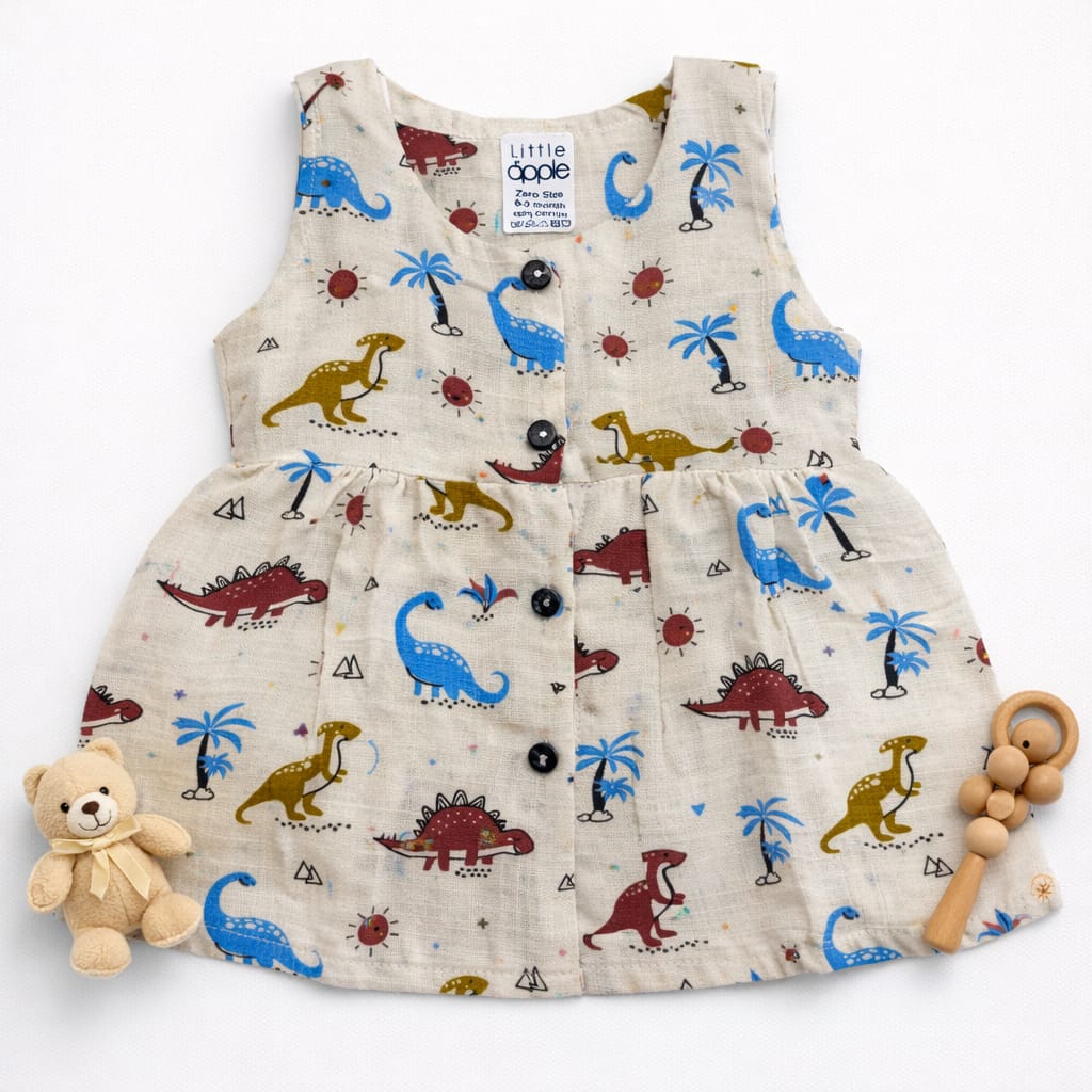 Muslin Premium Button Frock 0-3 - Design 02