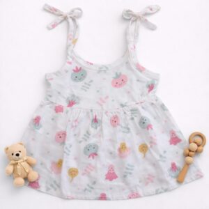 Muslin Premium Knot Frock 0-3  - Design 05