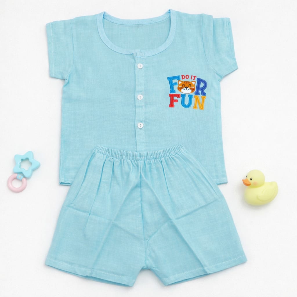 Muslin Colour Shorts Set 6-9m - Blue