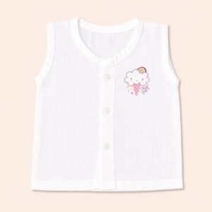 White Muslin Button Jabla - Chill out (0-3)m