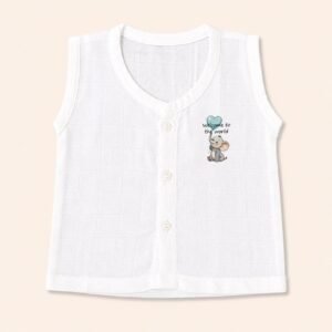 White Muslin Button Jabla - Welcome to the world (0-3)m