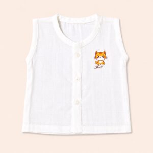 White Muslin Button Jabla - Meow (0-3)m