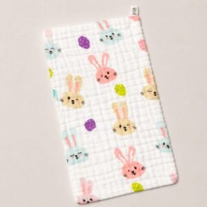 Muslin 6 Layer Burp Cloth 25*50cm - Pink Bunny