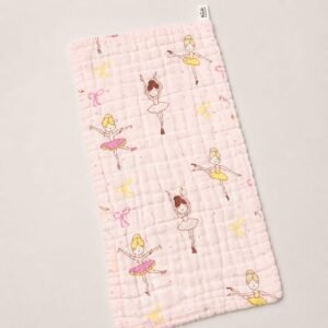 Muslin 6 Layer Burp Cloth 25*50cm - Pink Dancing Girl