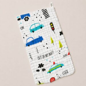Muslin 6 Layer Burp Cloth 25*50cm - Blue Vehicle