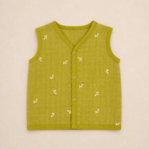 Muslin Dye Button Jabla 9-12m - Green Leaf
