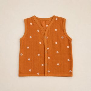 Muslin Dye Button Jabla - Rust Flowers (3-6)