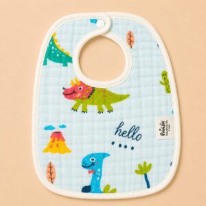 Muslin 6 layer Bib - Blue Dino