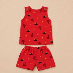 Muslin 2 Layer Shoulder Button Shorts Set 0-3m - Design 01