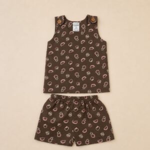 Muslin 2 Layer Shoulder Button Shorts Set 0-3m - Fruits