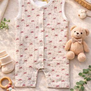 Muslin Romper 3-6m- Bow