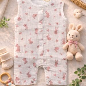Muslin Romper 3-6m- Bunny
