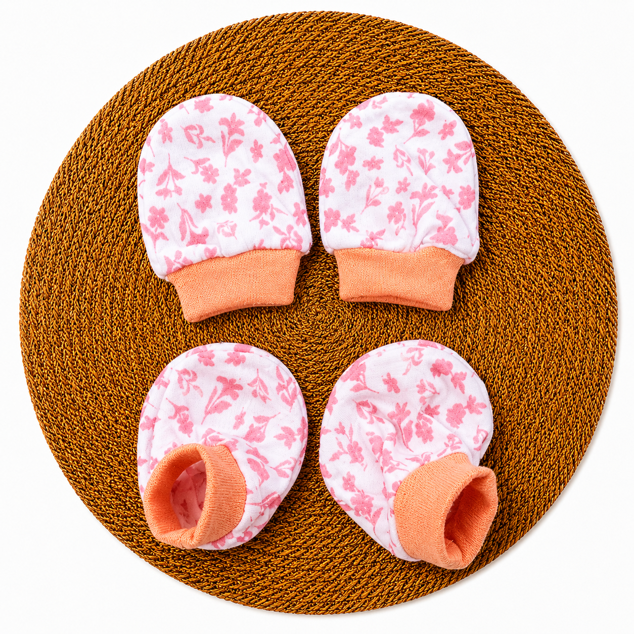 Mittens booties - Pink Blossom