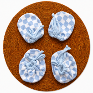 Mittens booties (Adjust fit) - Checked Blue