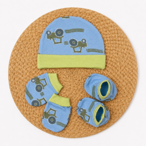 Cap Mittens Booties  - Construction Vehicles