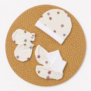 Cap Mittens Booties - Stars