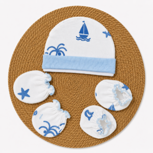 Cap Mittens Booties - Sailing
