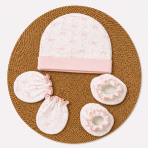 Cap Mittens Booties - Blossom