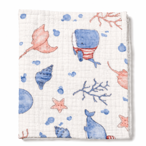 6 Layer Muslin Bath towel 50*100cm - Ocean Whales