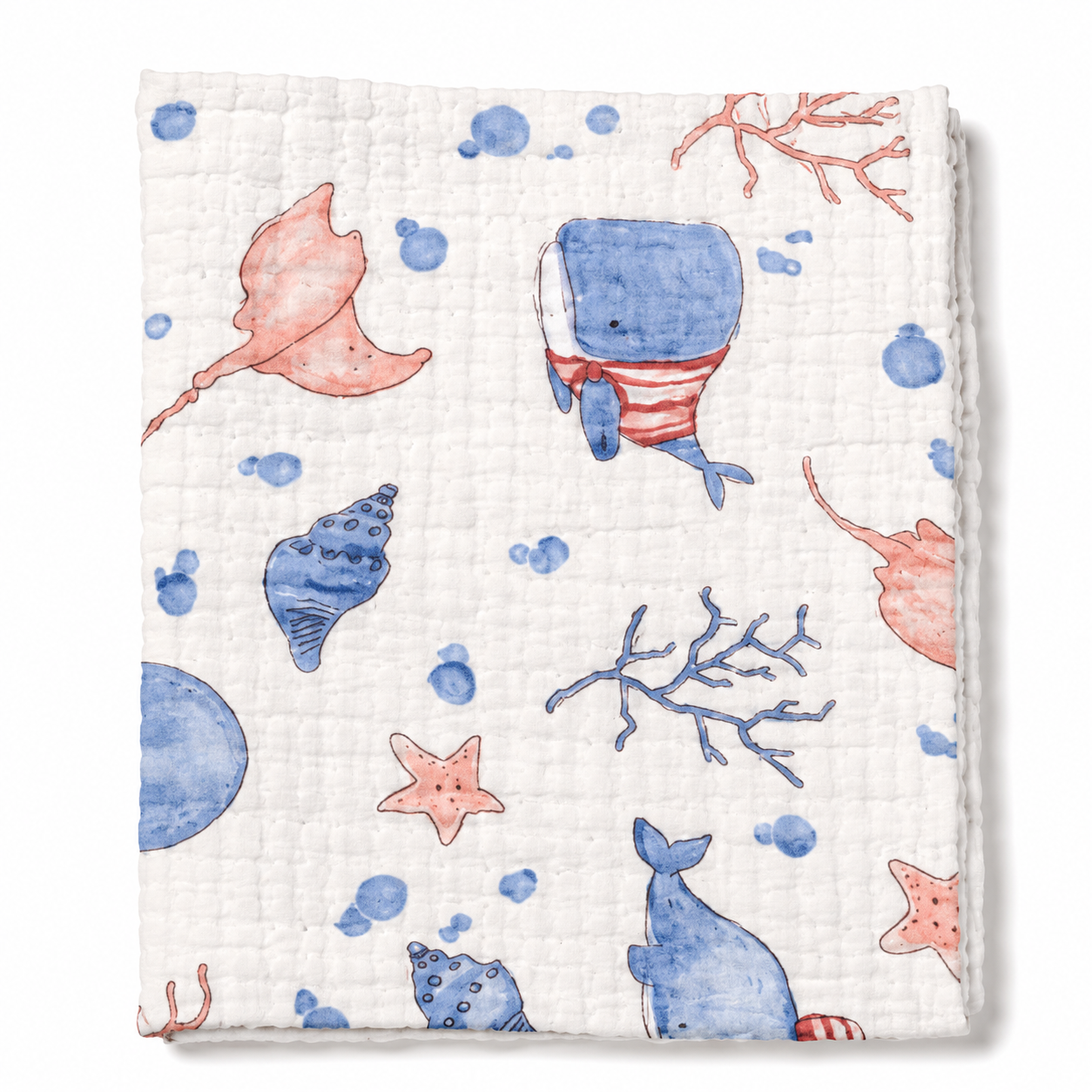 6 Layer Muslin Bath towel 50*100cm - Ocean Whales