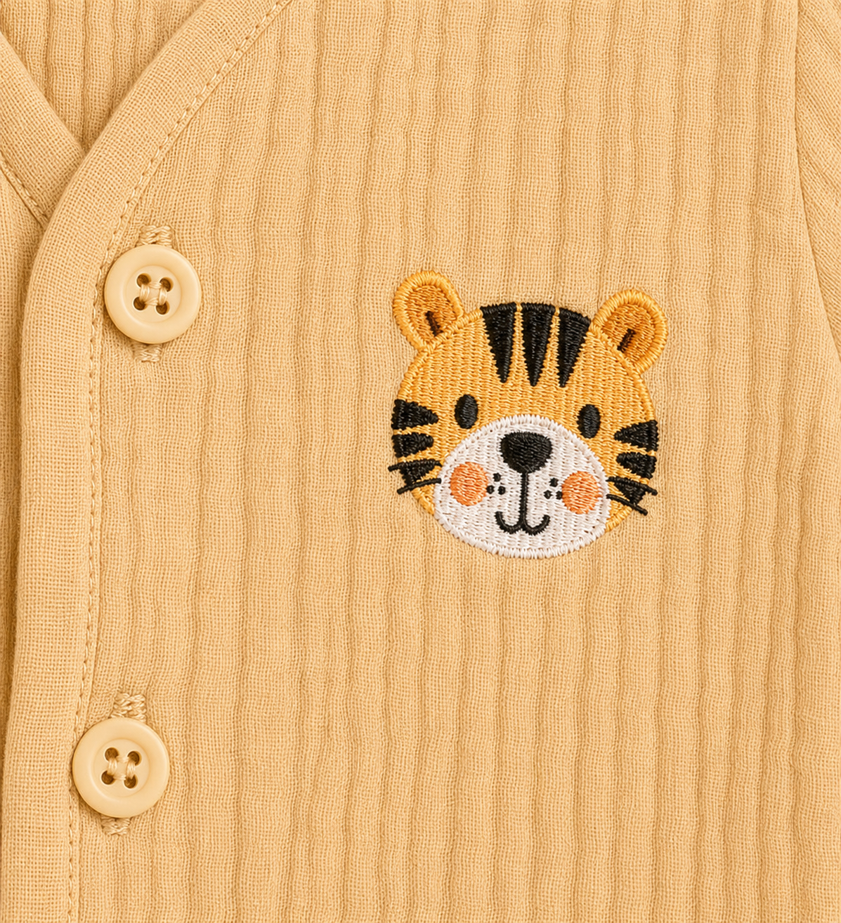 Premium Crinkle Muslin Coords 3-6m - Cream Tiger - Image 2