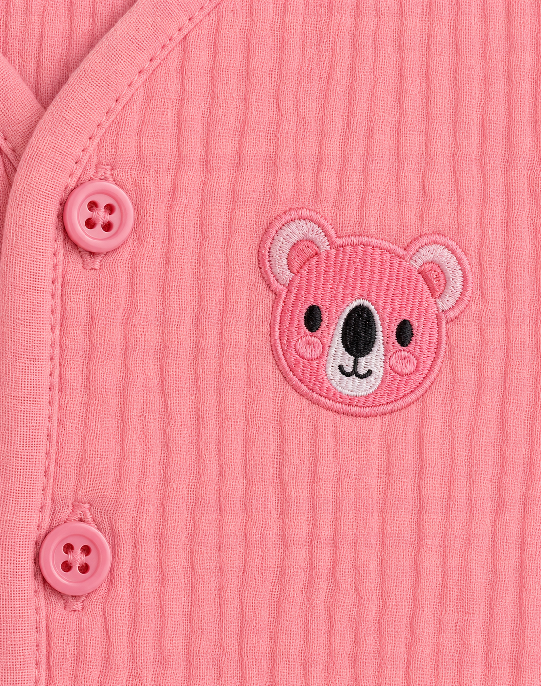 Premium Crinkle Muslin Coords 6-9m- Peach Bear - Image 2