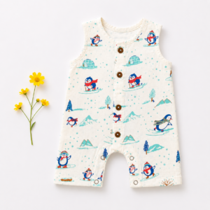 Muslin Romper 3-6m- Penguin