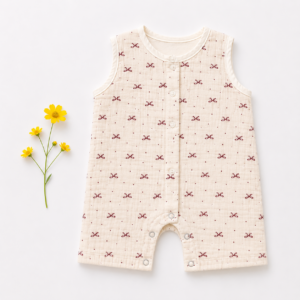 Muslin Romper 3-6m- Bow