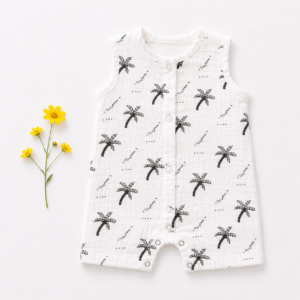 Muslin Romper 3-6m- Palm tree