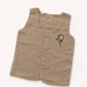 Premium Muslin 2 layer Vest-3-6m- Khaki Brown- Baloon