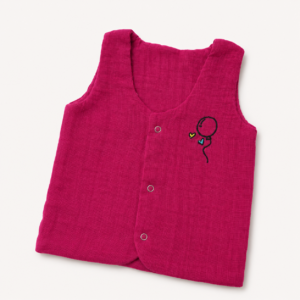 Premium Muslin 2 layer Vest-3-6m- Deep pink - Baloon