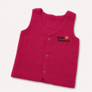 Premium Muslin 2 layer Vest-3-6m- Deep pink - little sunshine