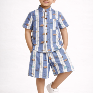 Mandarin Collar Muslin Coord 2-3Y - Space