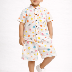 Mandarin Collar Muslin Coord 12-18M - Shapes